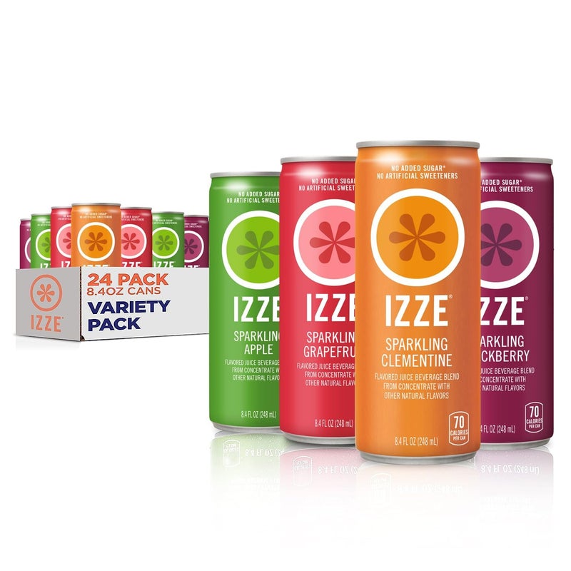 Izze Sparkling Juice, 4 Flavor Variety Pack, 8.4 Fl Oz (24 Count) - Image 1